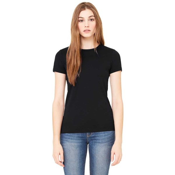 Bella + Canvas Women s Black Poly-Cotton Short-Sleeve T-Shirt For Discount