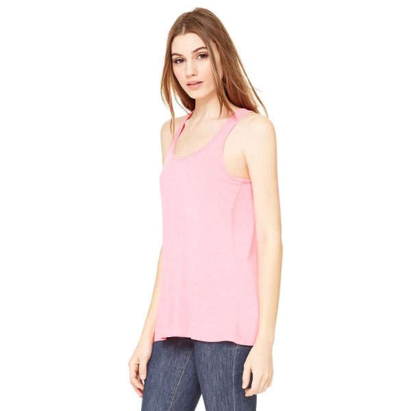 Bella + Canvas Women s Neon Pink Flowy Racerback Tank Fashion - Image 3